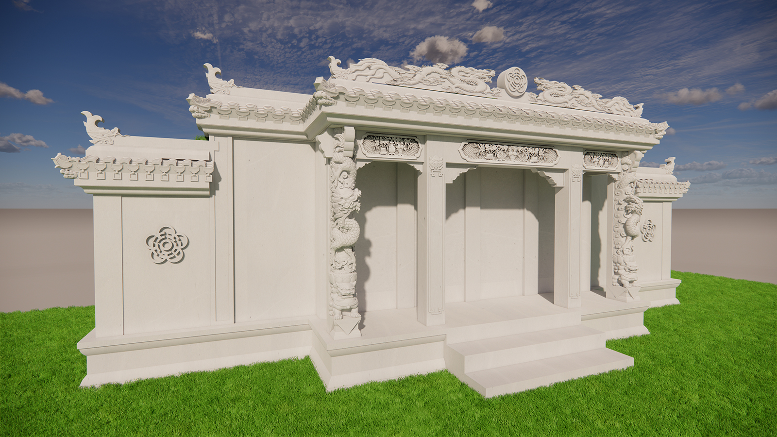 紫云石巴朗石高端坟墓碑定制设计效果图