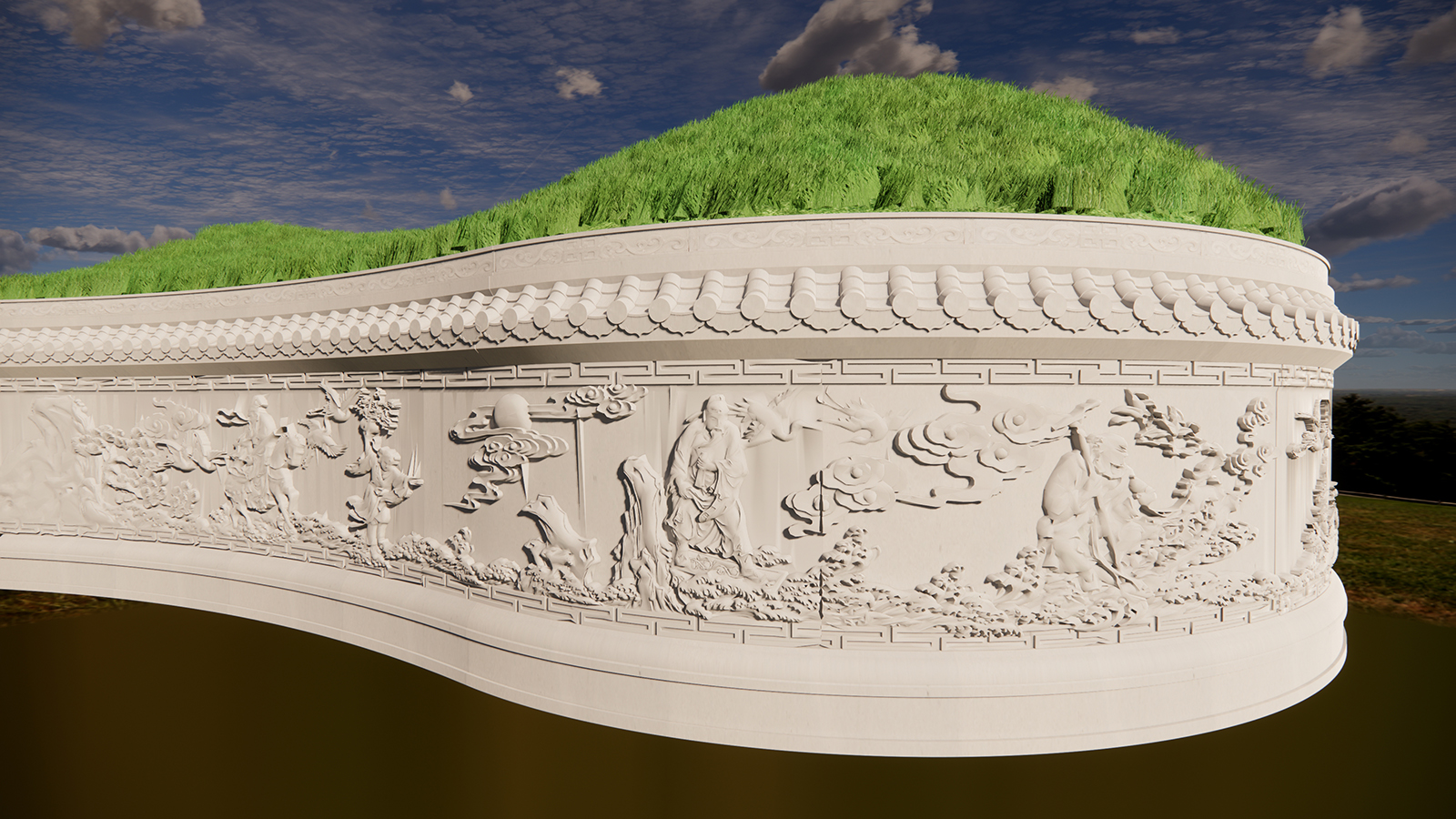 紫云石巴朗石高端八仙坟石定制设计效果图